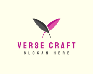 Poem - Feather Writer Pen logo design