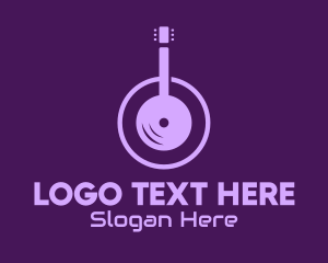 Earphones - Purple Guitar Headphones logo design