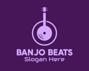 Banjo - Purple Guitar Headphones logo design