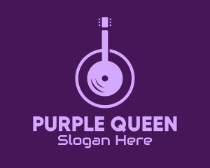 Purple Guitar Headphones logo design