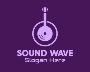 Purple Guitar Headphones logo design