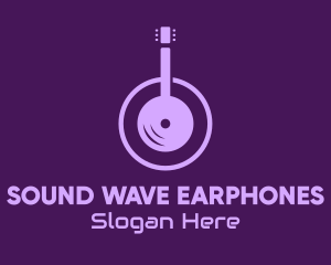 Earphones - Purple Guitar Headphones logo design