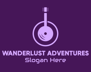 Player - Purple Guitar Headphones logo design