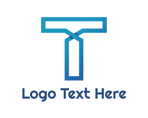 Text - Blue Line T logo design