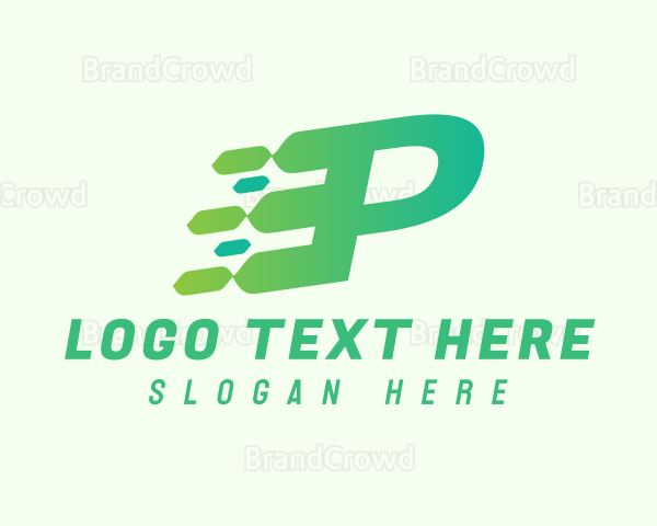 Green Speed Motion Letter P Logo