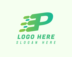 Networking - Green Speed Motion Letter P logo design