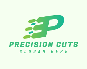 Green Speed Motion Letter P logo design