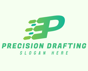 Green Speed Motion Letter P logo design