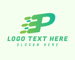 Communication - Green Speed Motion Letter P logo design