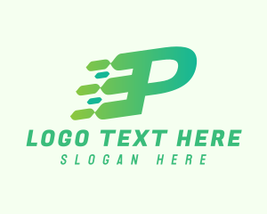 Green Speed Motion Letter P Logo