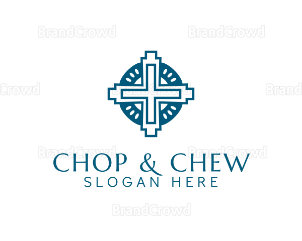 Blue  Crucifix Cross Logo