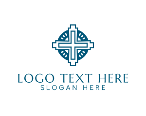 Biblical - Blue  Crucifix Cross logo design