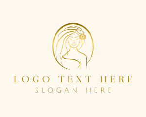 Flower - Golden Woman Salon logo design
