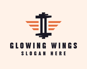 Fitness Barbell Wings logo design