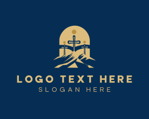 Three Crosses - Spiritual Church Cross logo design