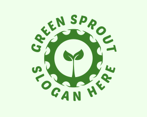 Green Plant Cog logo design