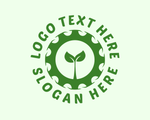 Cog - Green Plant Cog logo design