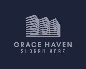 Gray Apartment Building Logo