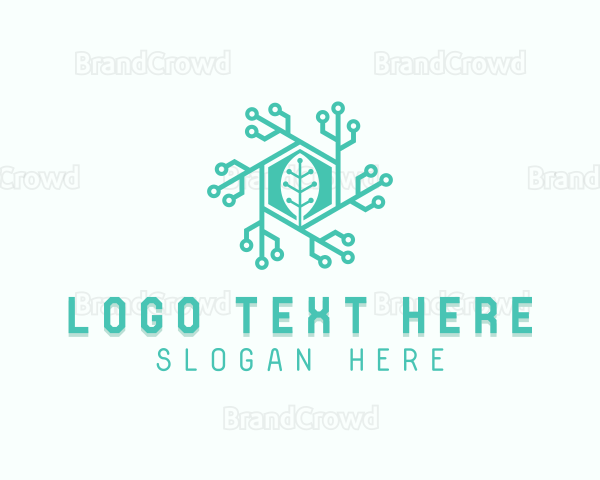 Hexagon Tech Leaf Logo