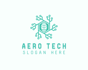 Hexagon Tech Leaf logo design