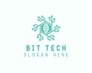 Hexagon Tech Leaf logo design