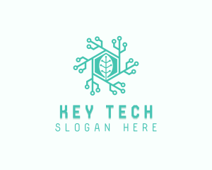 Hexagon Tech Leaf logo design