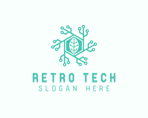 Hexagon Tech Leaf logo design