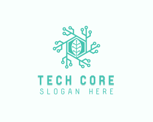 Hexagon Tech Leaf logo design