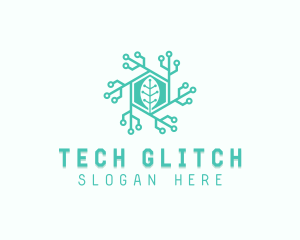 Hexagon Tech Leaf logo design