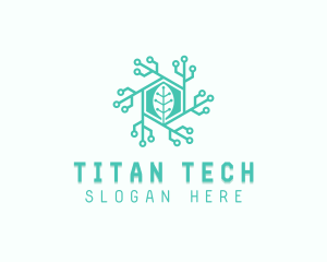 Hexagon Tech Leaf logo design