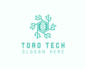 Hexagon Tech Leaf logo design