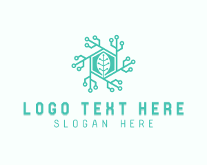 Hexagon Tech Leaf logo design