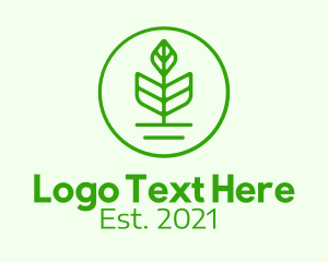 Badge - Green Circle Plant logo design