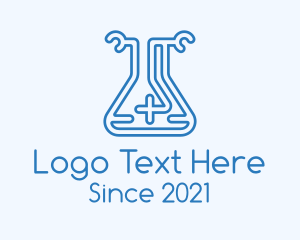Medical Lab - Cross Flask Outline logo design