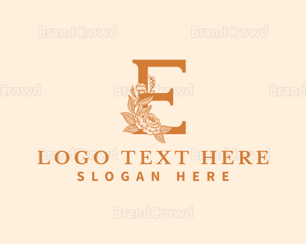 Organic Floral Flower Letter E Logo