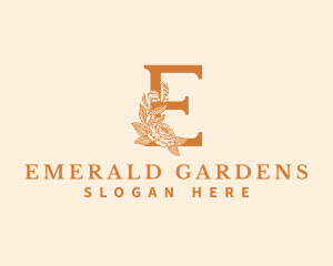 Organic Floral Flower Letter E logo design