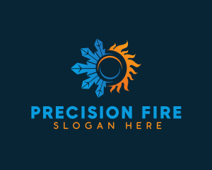 Snowflake Fire Temperature logo design