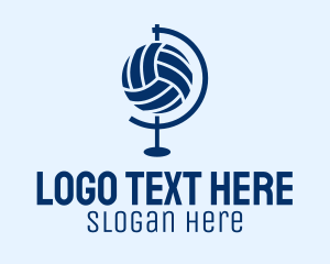 Global - Blue Volleyball Globe logo design