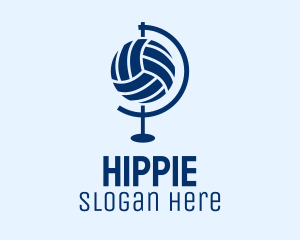 Blue Volleyball Globe  Logo