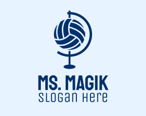 Sports Team - Blue Volleyball Globe logo design