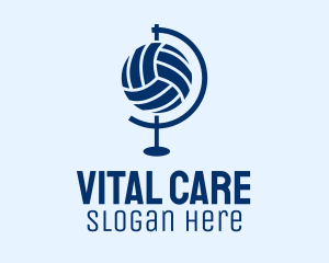 Varsity - Blue Volleyball Globe logo design