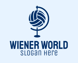 Blue Volleyball Globe  logo design