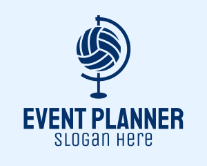 Planet - Blue Volleyball Globe logo design