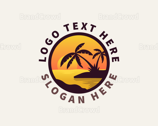 Beach Palm Scenery Destination Logo