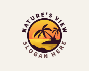 Scenery - Beach Palm Scenery Destination logo design