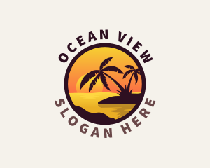 Beach Palm Scenery Destination logo design