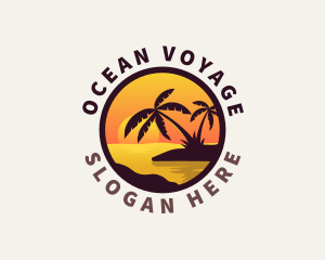 Beach Palm Scenery Destination logo design