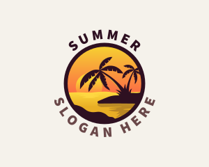 Beach Palm Scenery Destination logo design