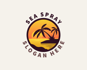 Beach Palm Scenery Destination logo design