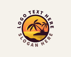 Seaside - Beach Palm Scenery Destination logo design